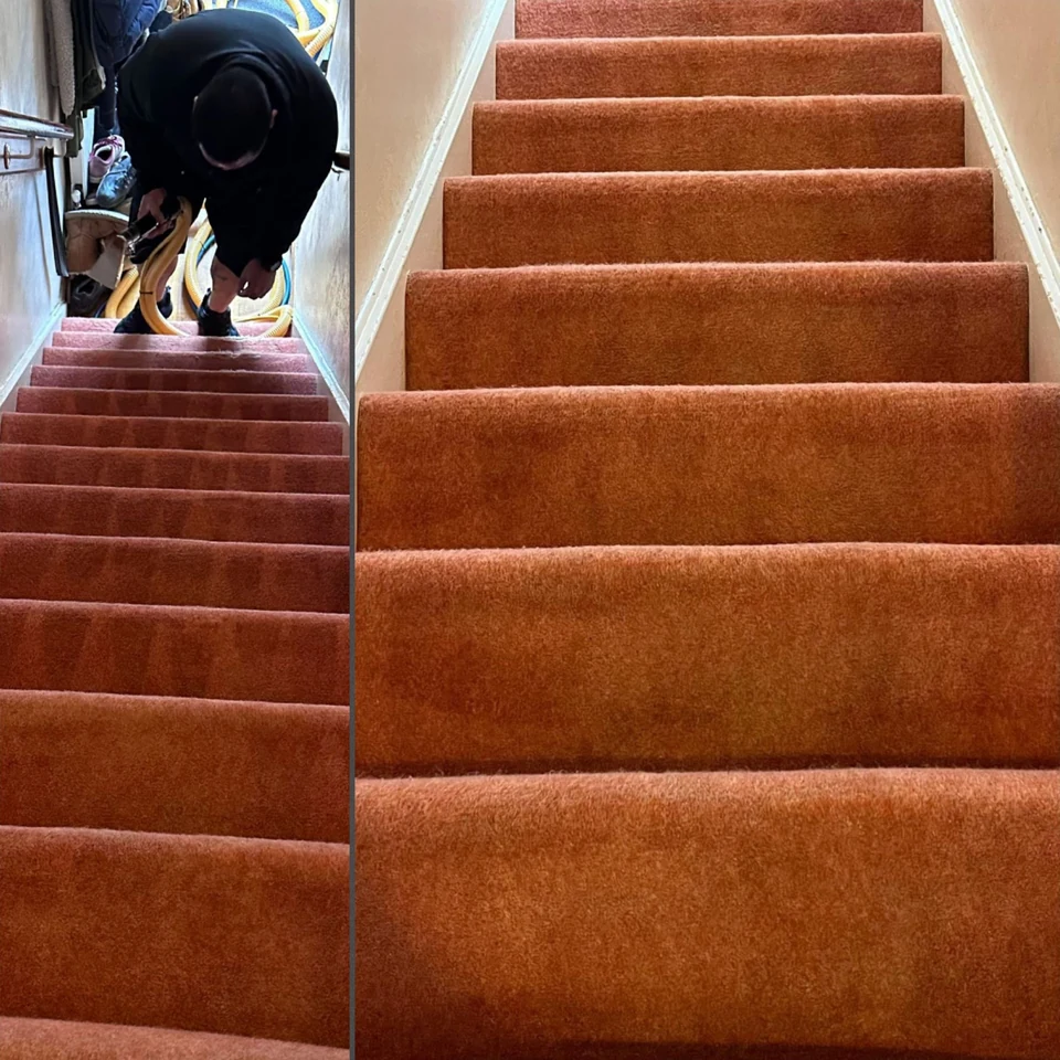 Stair carpet before and after comparison – stair carpet cleaning in Haverhill by Dons Cleaning Services (photo 12)