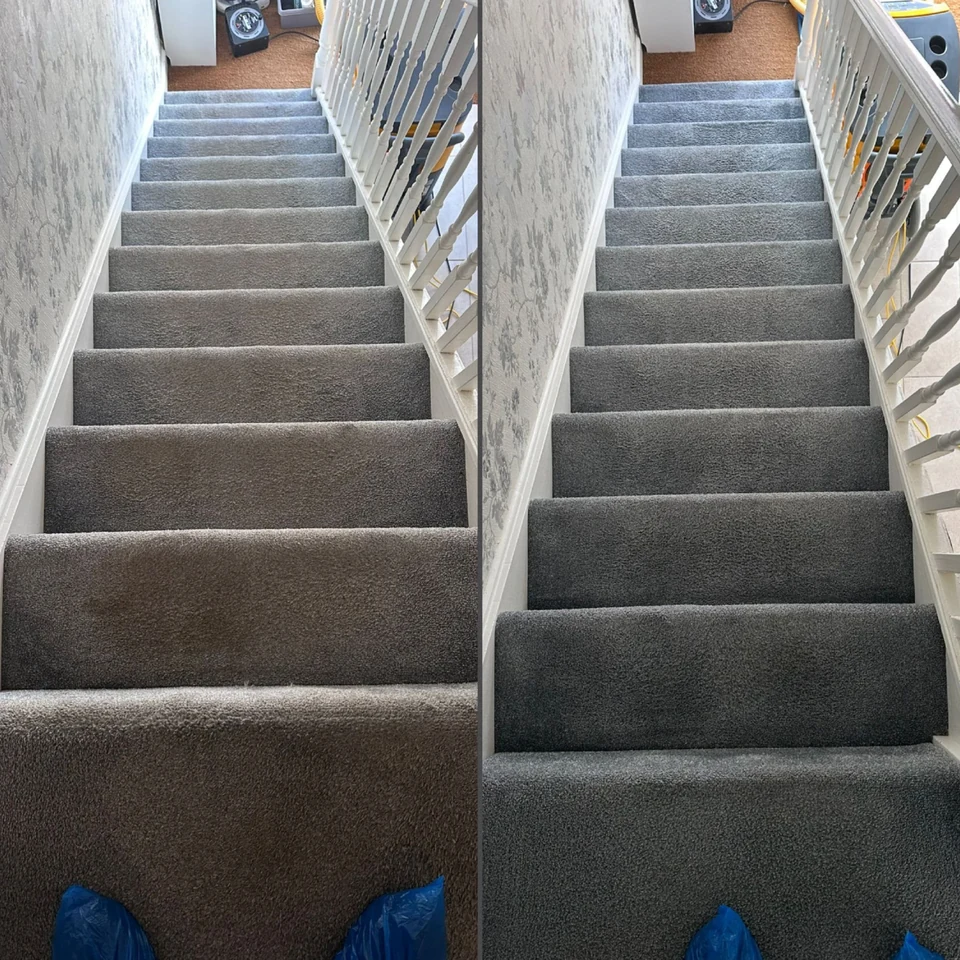 Stair carpet before and after comparison – stair carpet cleaning in Haverhill by Dons Cleaning Services (photo 11)