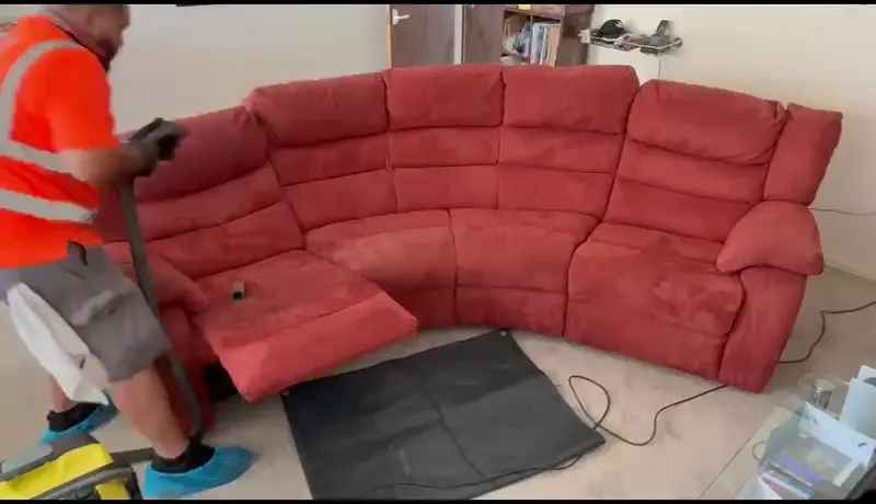 Red sofa upholstery cleaning