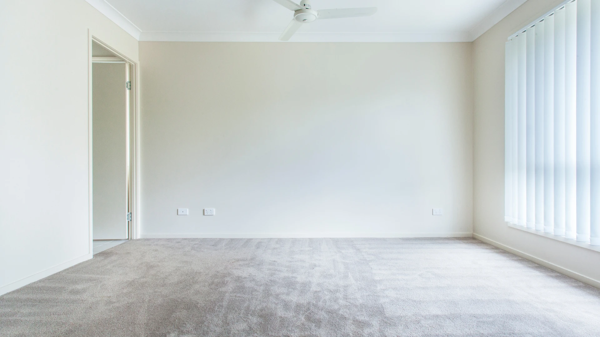 Empty room with a freshly cleaned carpet, illustrating end-of-tenancy carpet cleaning